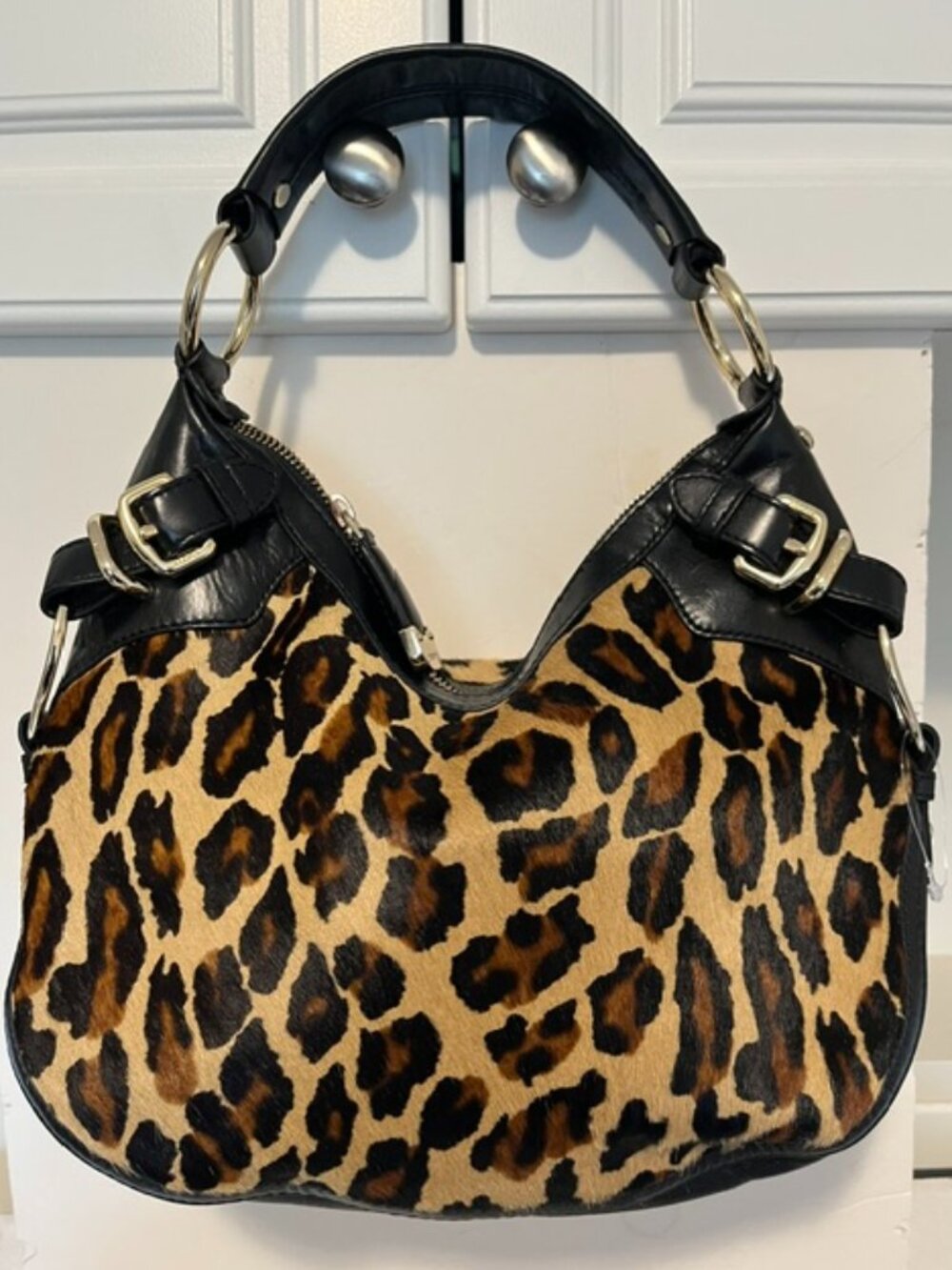 DKNY leopard print shoulder bag.